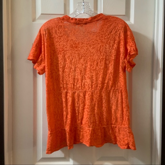 Democracy Orange Burnout Ruffle Short Sleeve tee S - Picture 7 of 7